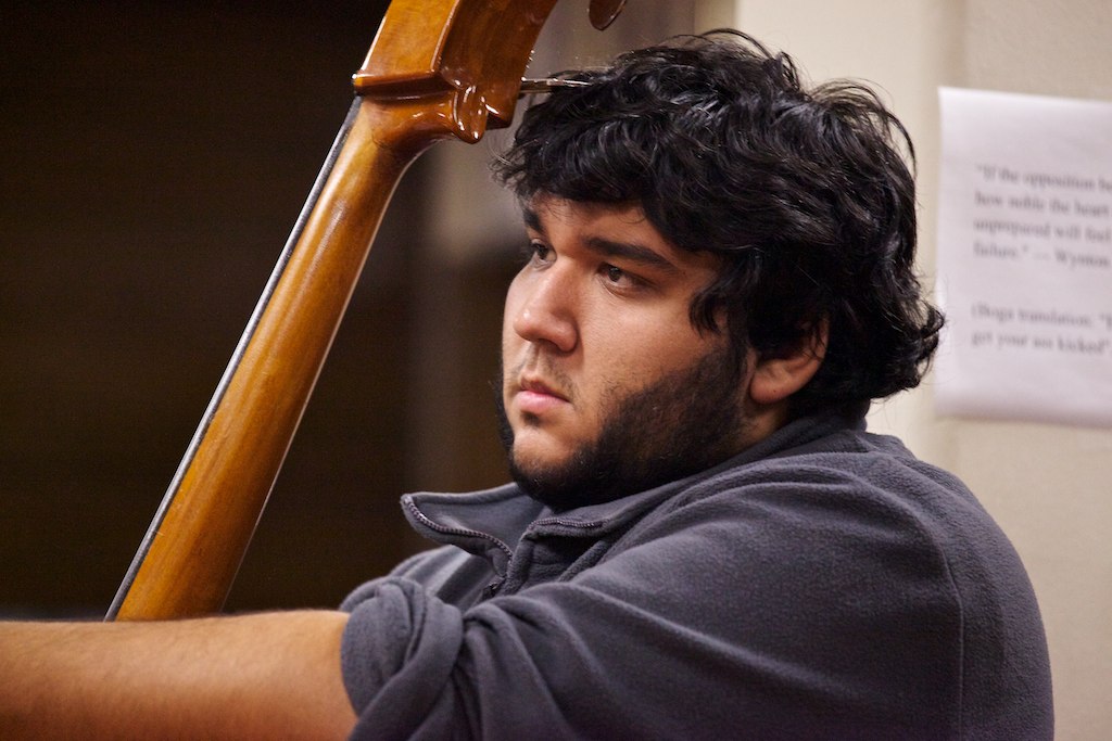 James Vasky ’13, a native of Chinchilla and a graduate student in software engineering at The University of Scranton, rehearses for performance by the University’s String Orchestra on Friday, Nov. 21, at 7:30 p.m.